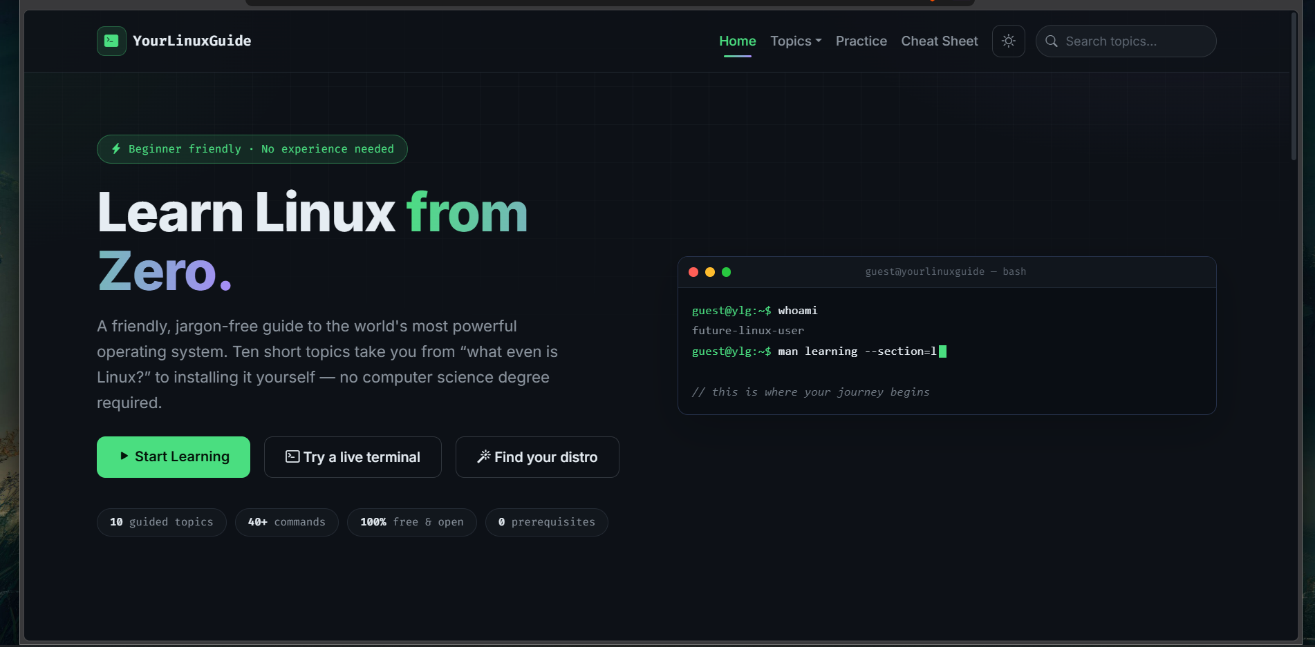 YourLinuxGuide project screenshot